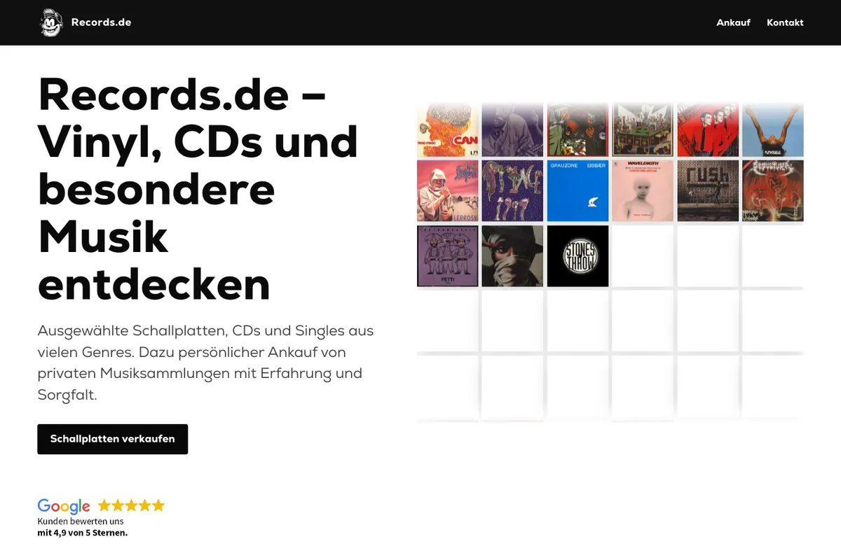 Desktop-Screenshot der Website Records.de