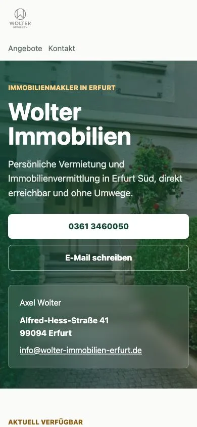 Mobile-Screenshot von Wolter Immobilien